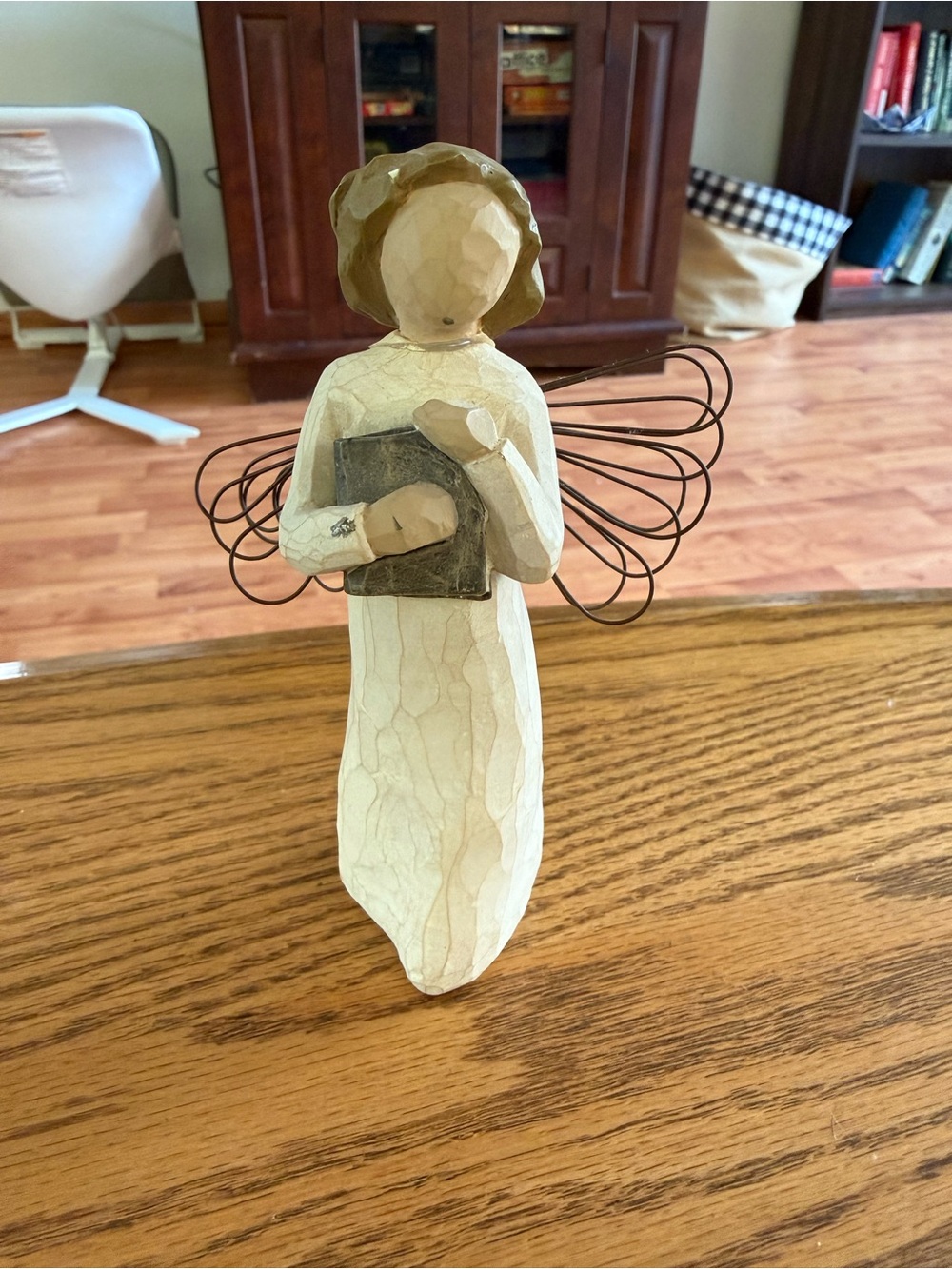 Willow Tree Cream and Brown Angel Figurine with Wire Wings